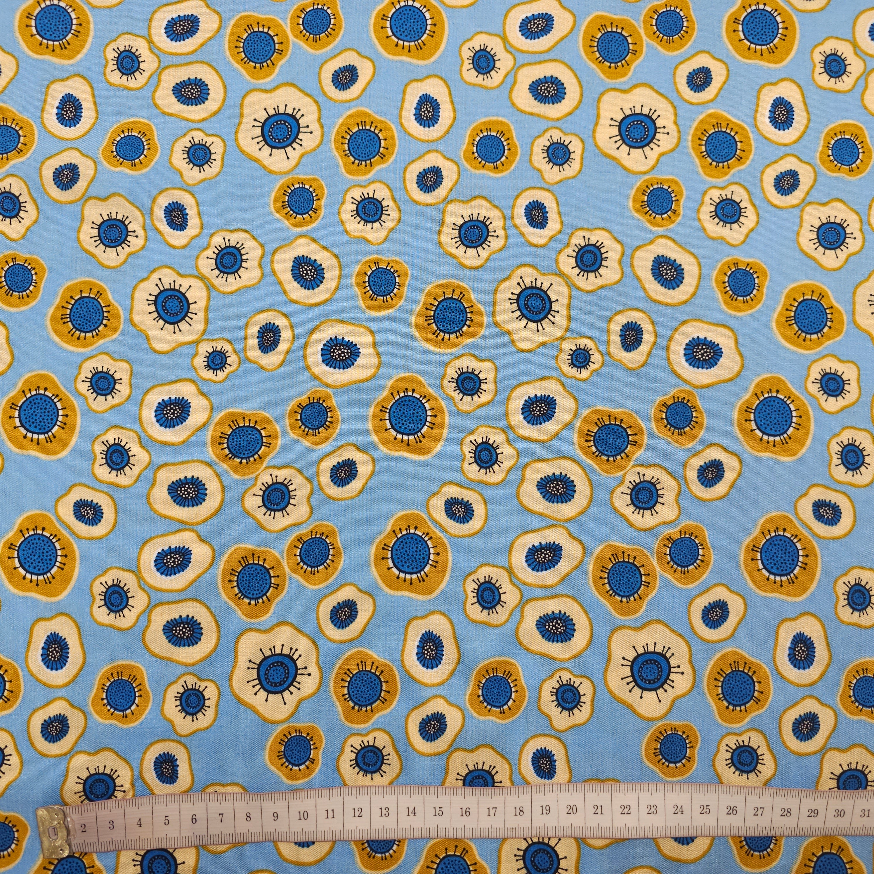 Viskosestoff mit Blumen blau CSM-STOFFE