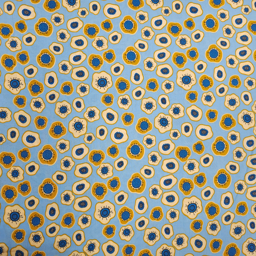 Viskosestoff mit Blumen blau CSM-STOFFE