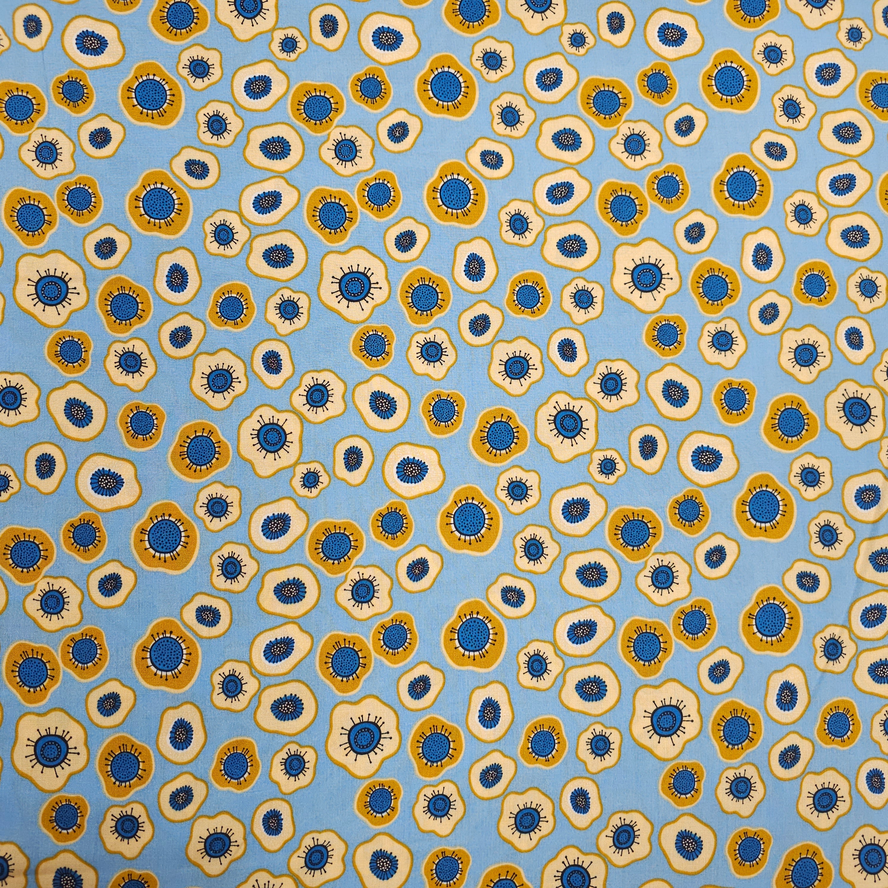 Viskosestoff mit Blumen blau CSM-STOFFE