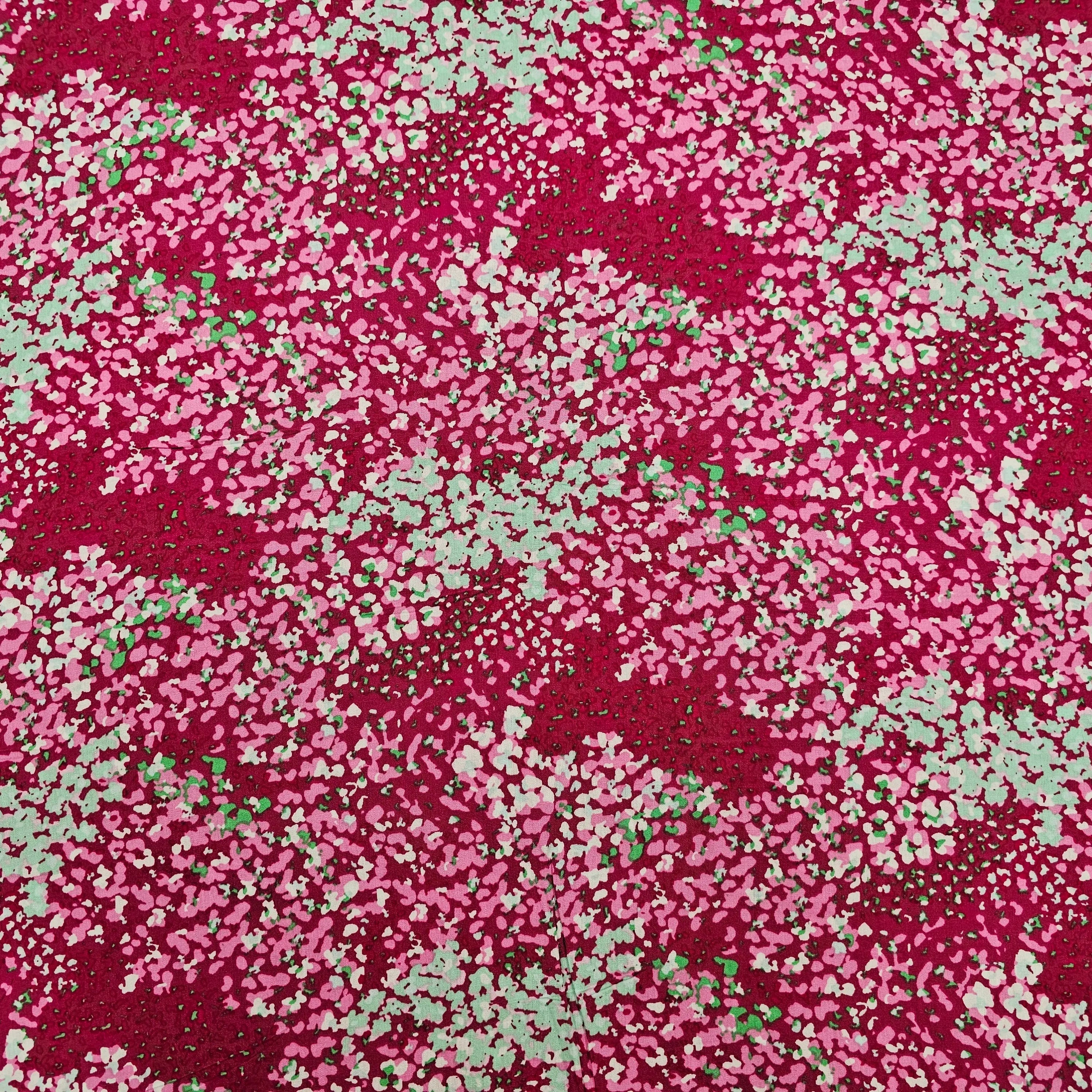 Viskosestoff mit Blumen pink CSM-STOFFE