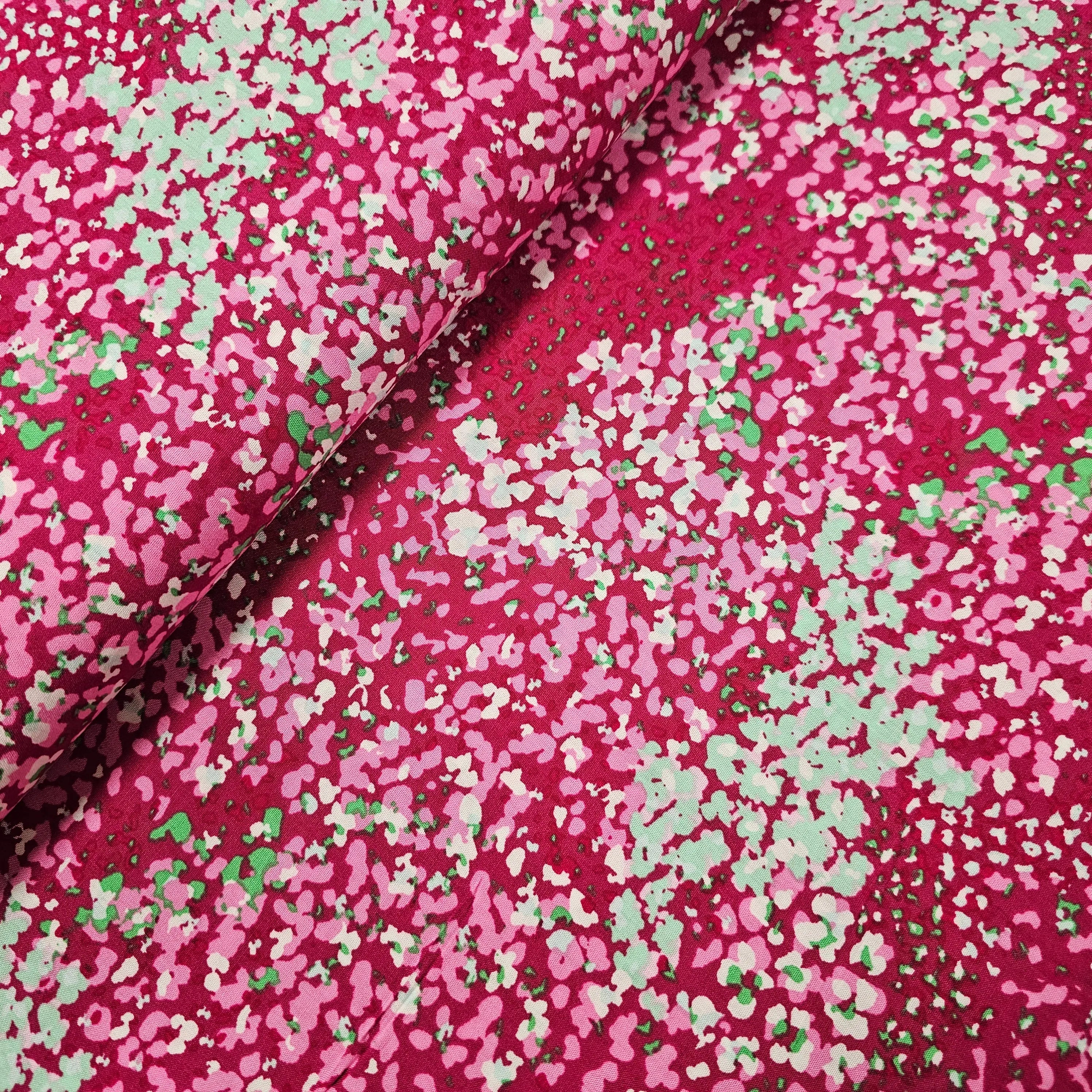 Viskosestoff mit Blumen pink CSM-STOFFE