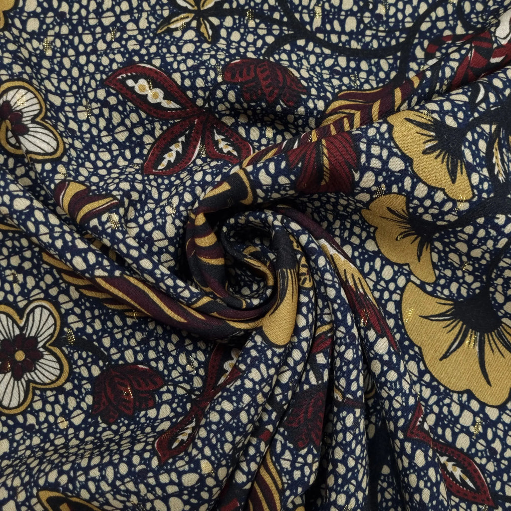 Viskosestoff mit Blumen und Lurex CSM-STOFFE