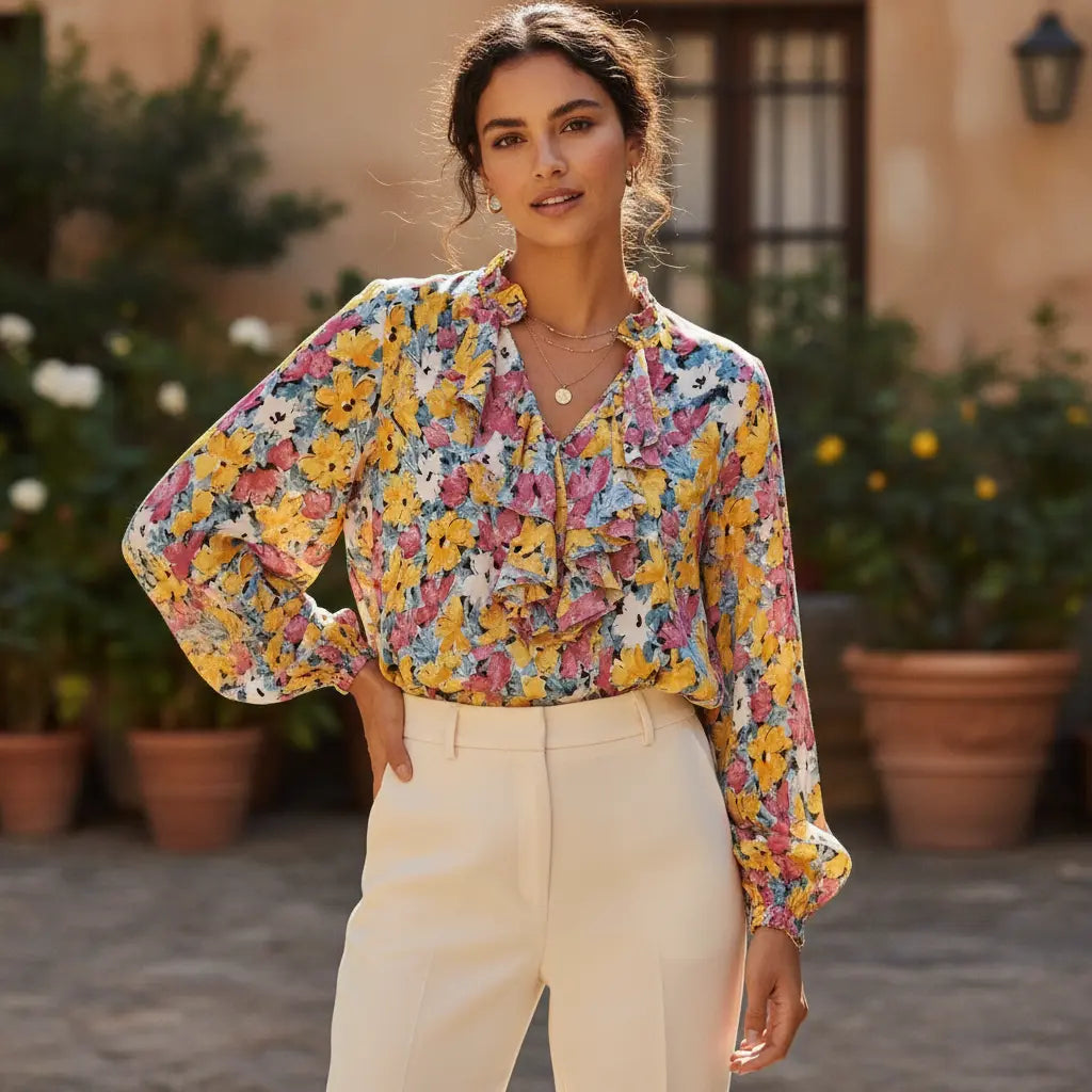 Bluse mit kräftigem Blumenmuster