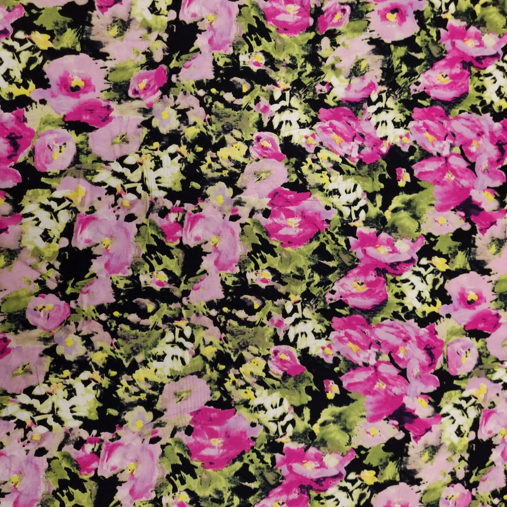 Viskosestoff mit Blumenmuster mehrfarbig CSM-STOFFE