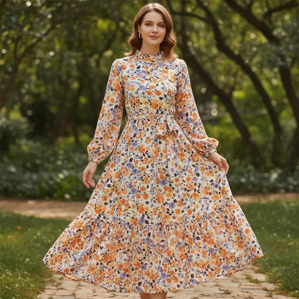 Kleid mit buntem Blumenmuster