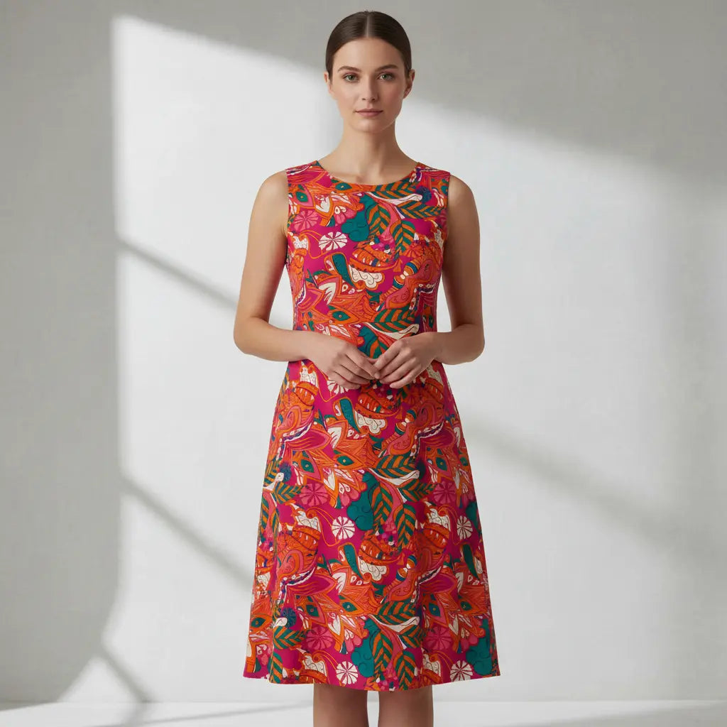 Einfaches A-Linien-Kleid mit Ornament-Muster