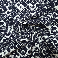 Viskosestoff mit geometrische Muster dunkelblau CSM-STOFFE