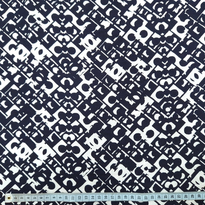 Viskosestoff mit geometrische Muster dunkelblau CSM-STOFFE