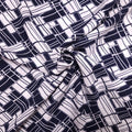 Viskosestoff mit geometrische Muster dunkelblau weiß CSM-STOFFE