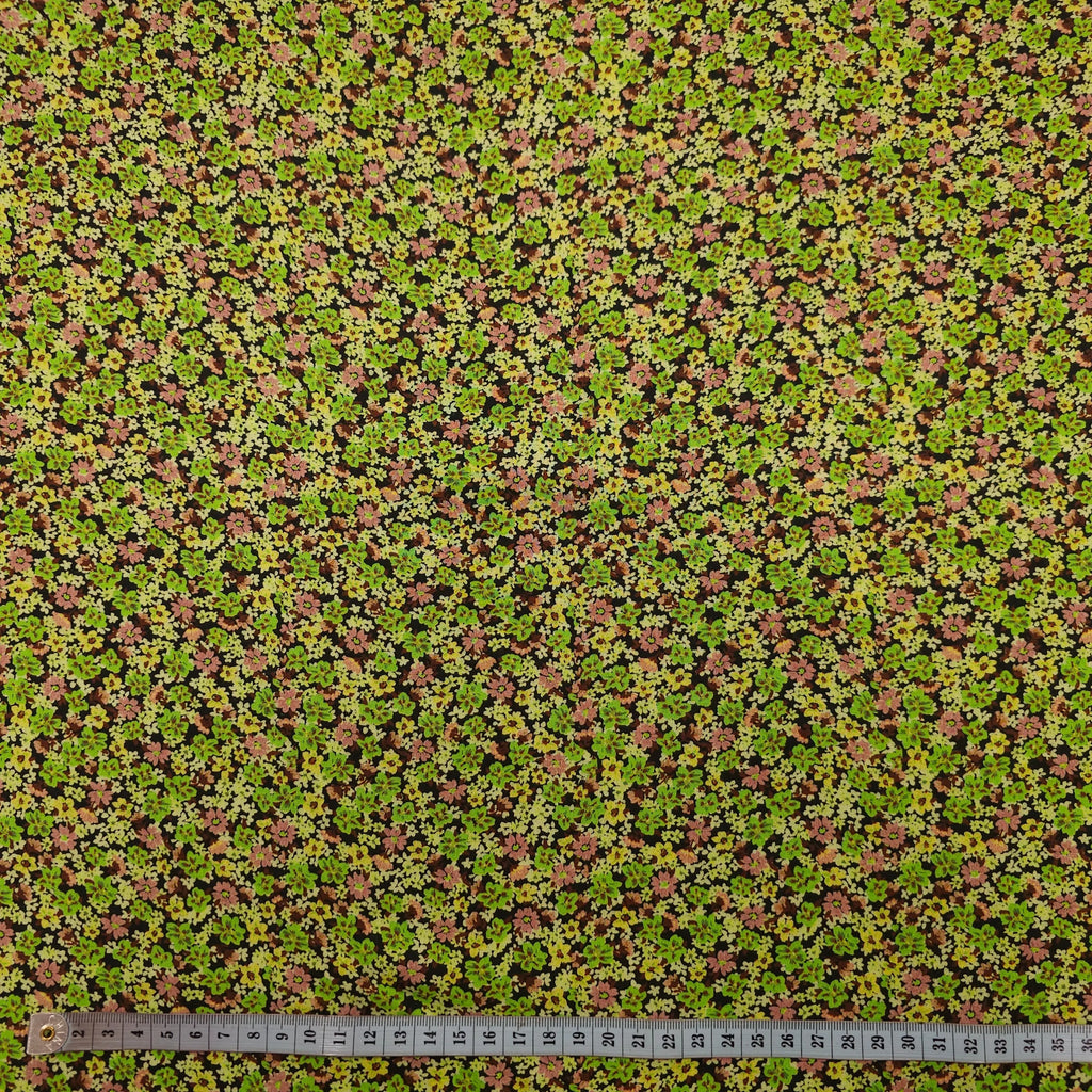 Viskosestoff mit kleinen Blumen grün CSM-STOFFE
