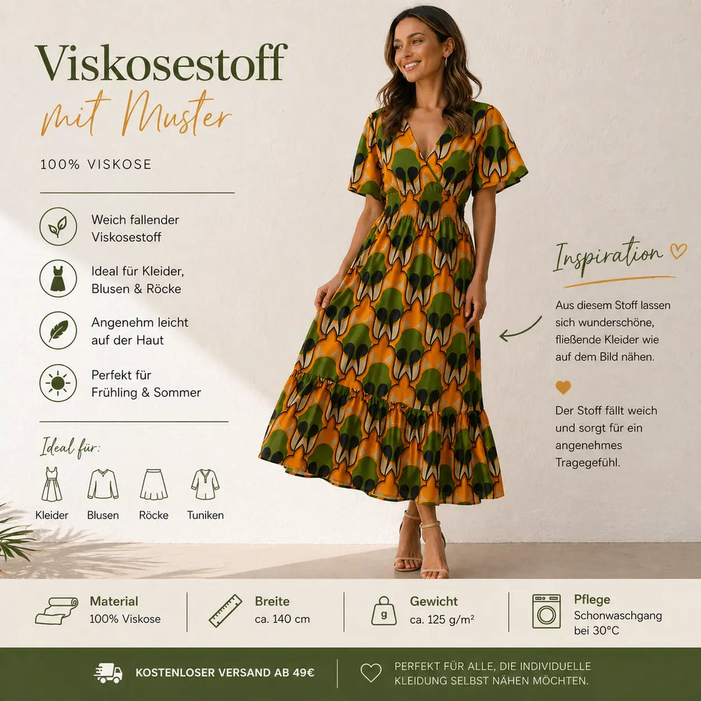 Viskosestoff retro Motiv CSM-STOFFE