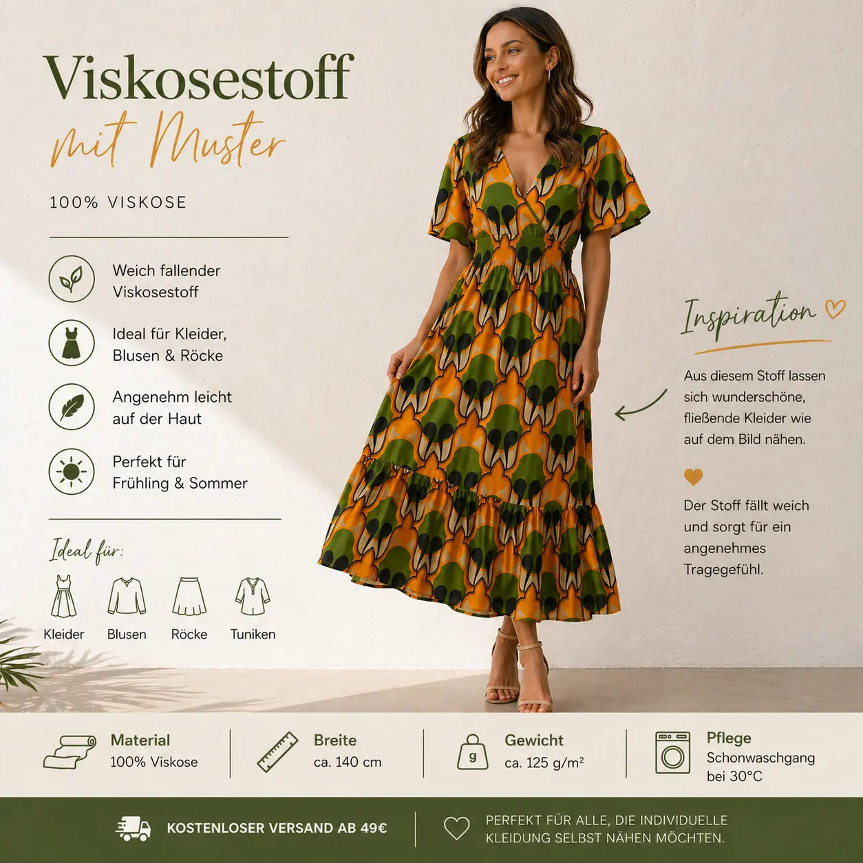Viskosestoff retro Motiv CSM-STOFFE