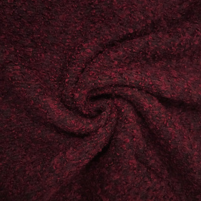 Wollbouclé schwarz/bordeaux CSM-STOFFE