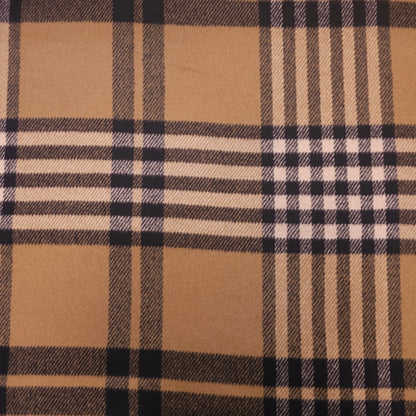 Wollstoff beige/dunkelblau kariert CSM-STOFFE