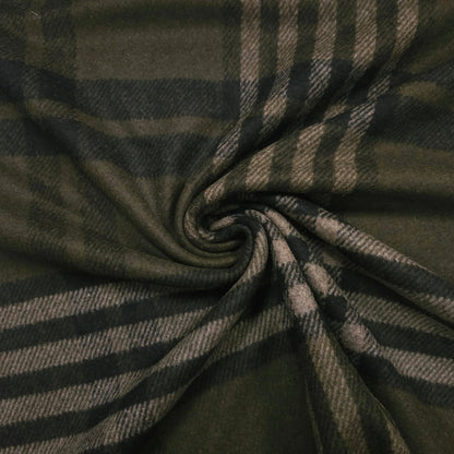 Wollstoff khaki grün kariert CSM-STOFFE
