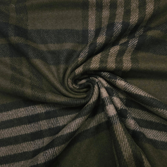 Wollstoff khaki grün kariert CSM-STOFFE