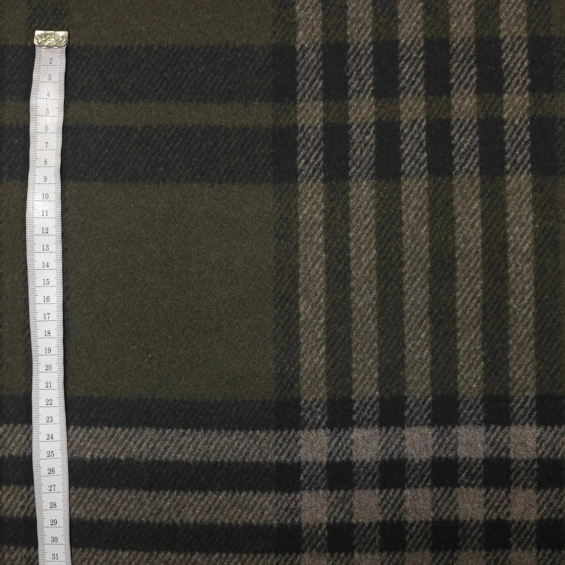 Wollstoff khaki grün kariert CSM-STOFFE