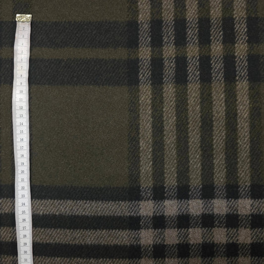 Wollstoff khaki grün kariert CSM-STOFFE