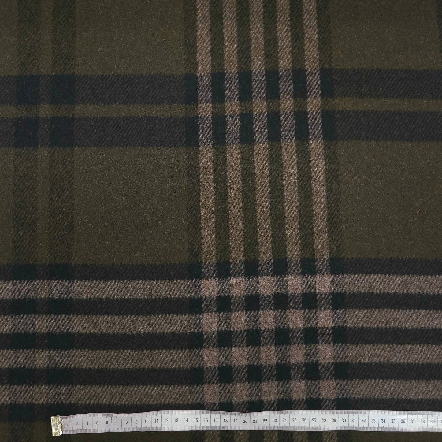 Wollstoff khaki grün kariert CSM-STOFFE