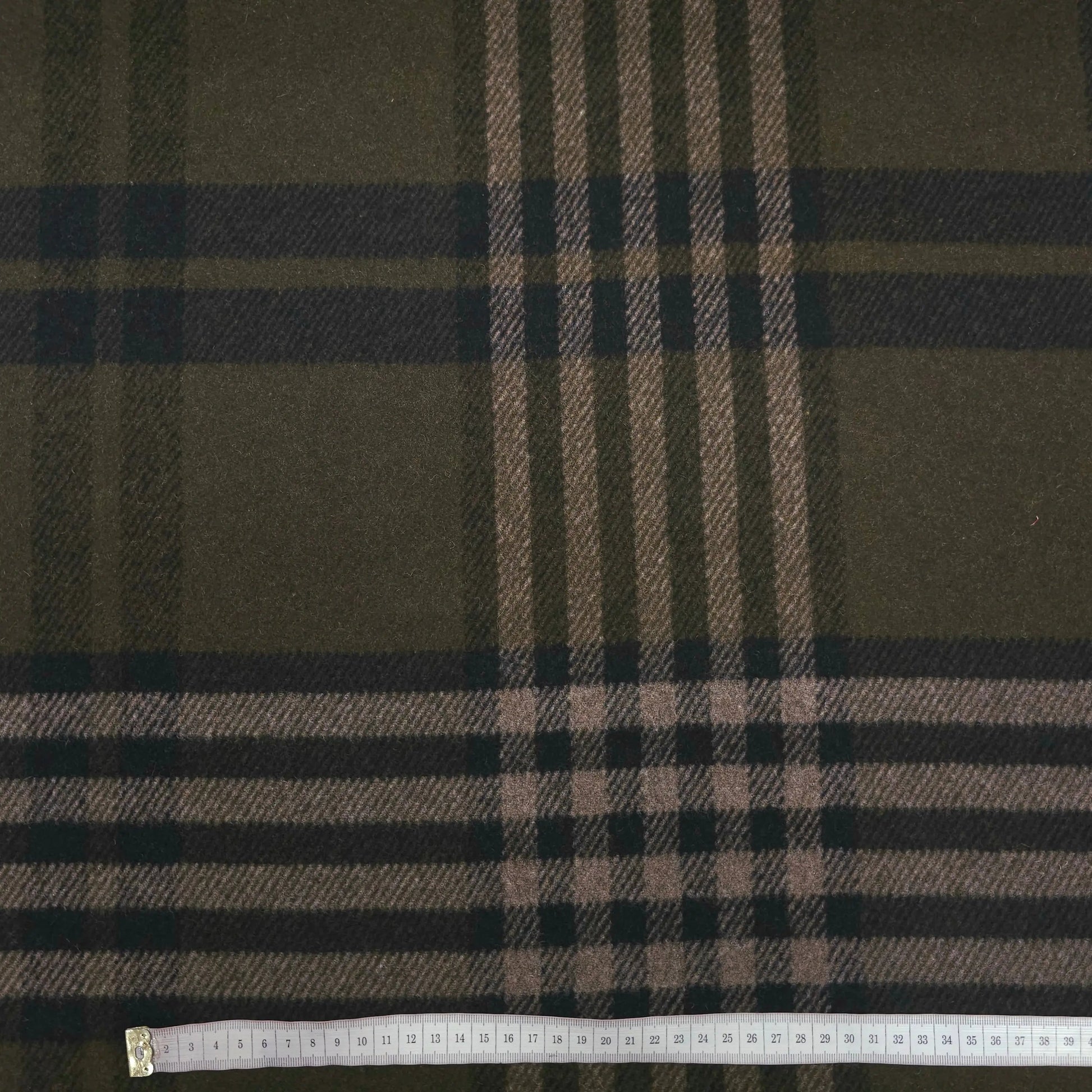 Wollstoff khaki grün kariert CSM-STOFFE