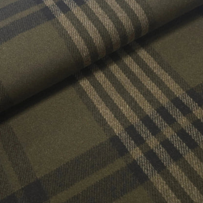 Wollstoff khaki grün kariert CSM-STOFFE